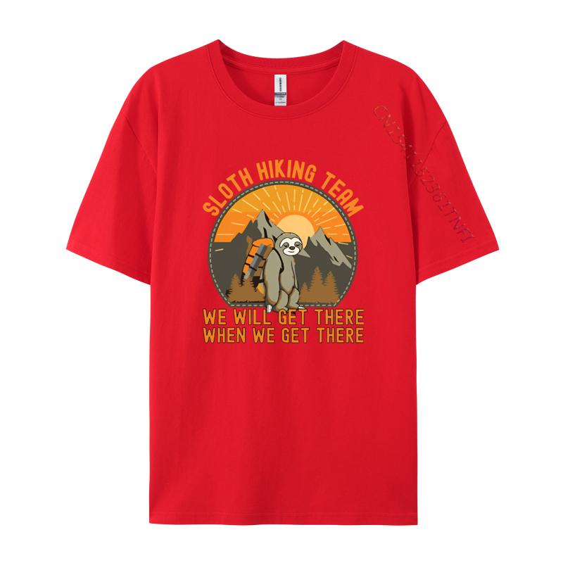 Retro Sloth Hiking Team We Will Get There Tshirt Graphic TShirt Normal High Quality Men Tops Tees Normal Cotton