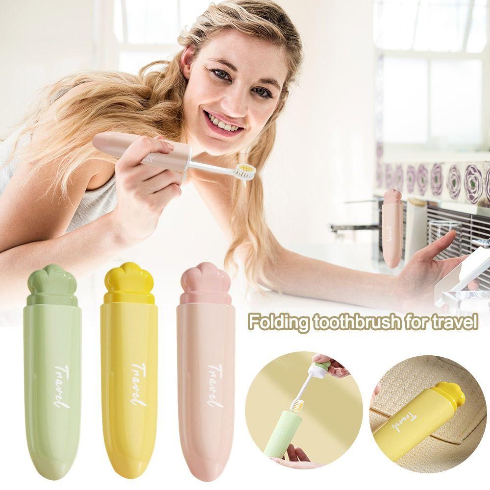 2-IN-1 Travel Toothbrush Set PortableSoft Bristled Deep Cleaning Oral Care Toothpaste Tube Storage Box Easy to Carry Mini