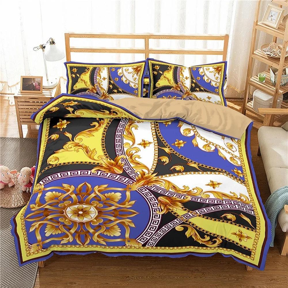 Deluxe Gold Duvet Set Three-Piece Set, Bedding Quilt Set