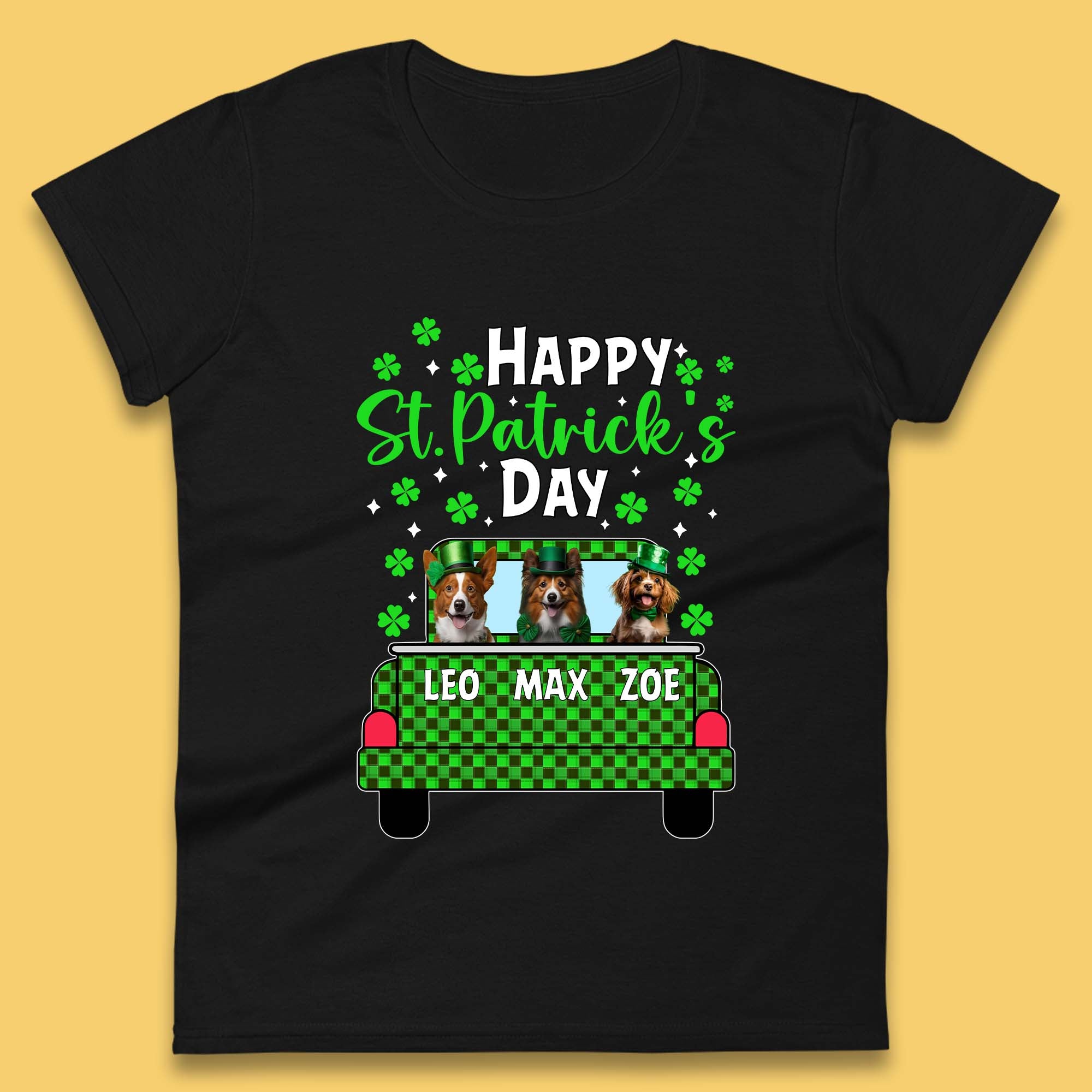 Personalised Dog St. Patrick s Day Womens T-Shirt Mens Tops Tees Unisex 3XL