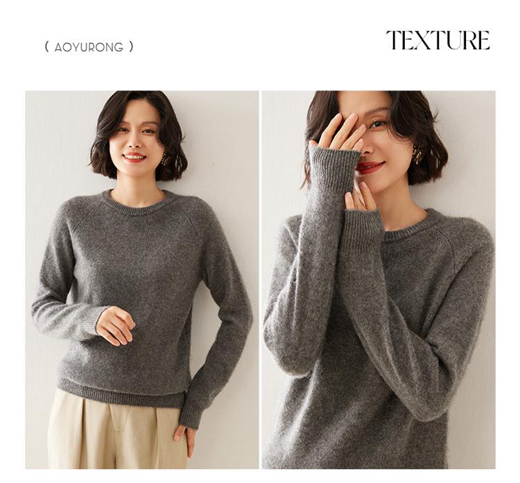 Women's Cashmere Sweater - Autumn/Winter Lazy Style, Thick Loose Knit, Round Neck Pullover Base Layer