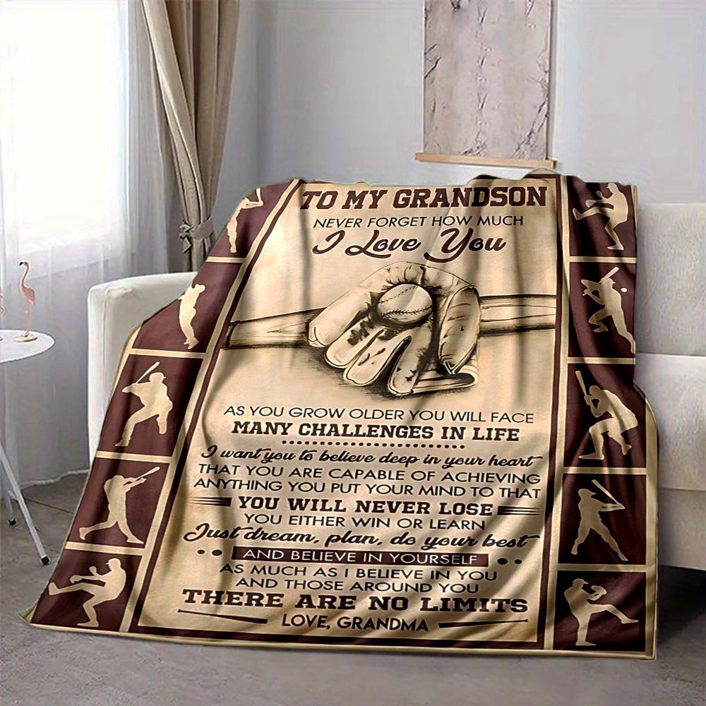 1pc To Grandson Motivational Quote Blanket - Perfect Gift for Birthdays, Christmas & Halloween- Soft, Warm & Versatile yy250909119