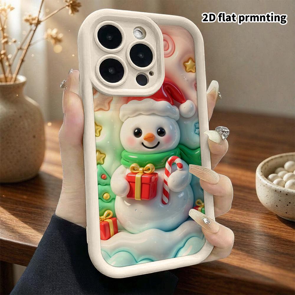 Phone case: 2D flat design, suitable for iPhone 18, 17, 16, 15, 14, 13 Pro protective cases, Christmas snowman, perfect Christmas and Halloween holida