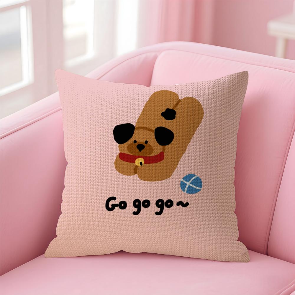 Cartoon Cute Creativity Cushion Cover Natural Linen Organic Fabric DoubleSided Printing Sofa Home Decor Gift Pillow Case