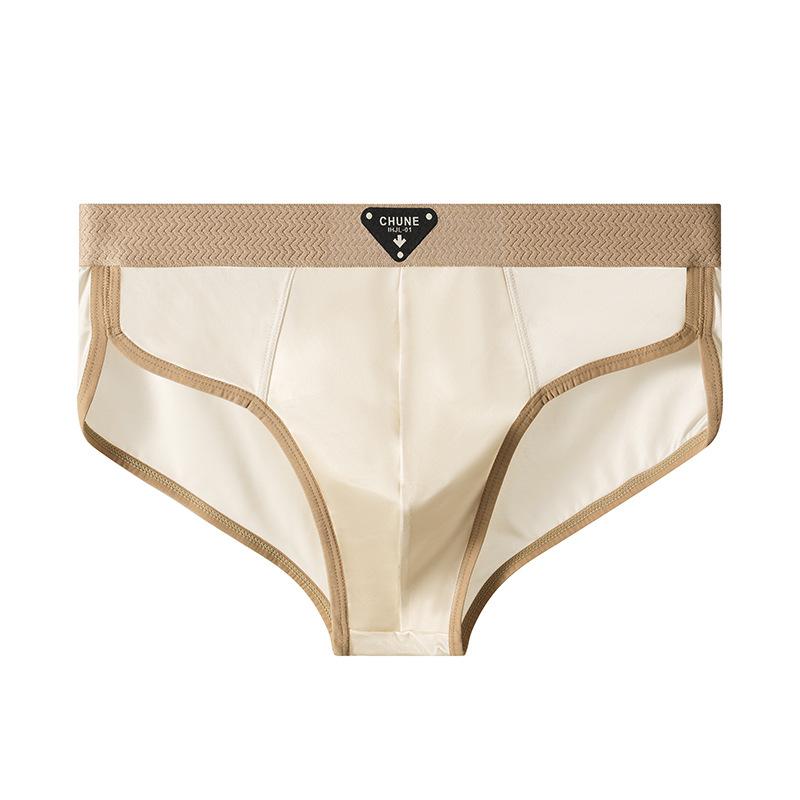 Men's Triangle Underwear Ice Silk New Solid Color Mid Waist Men's Plus Size Breathable Men's Underwear