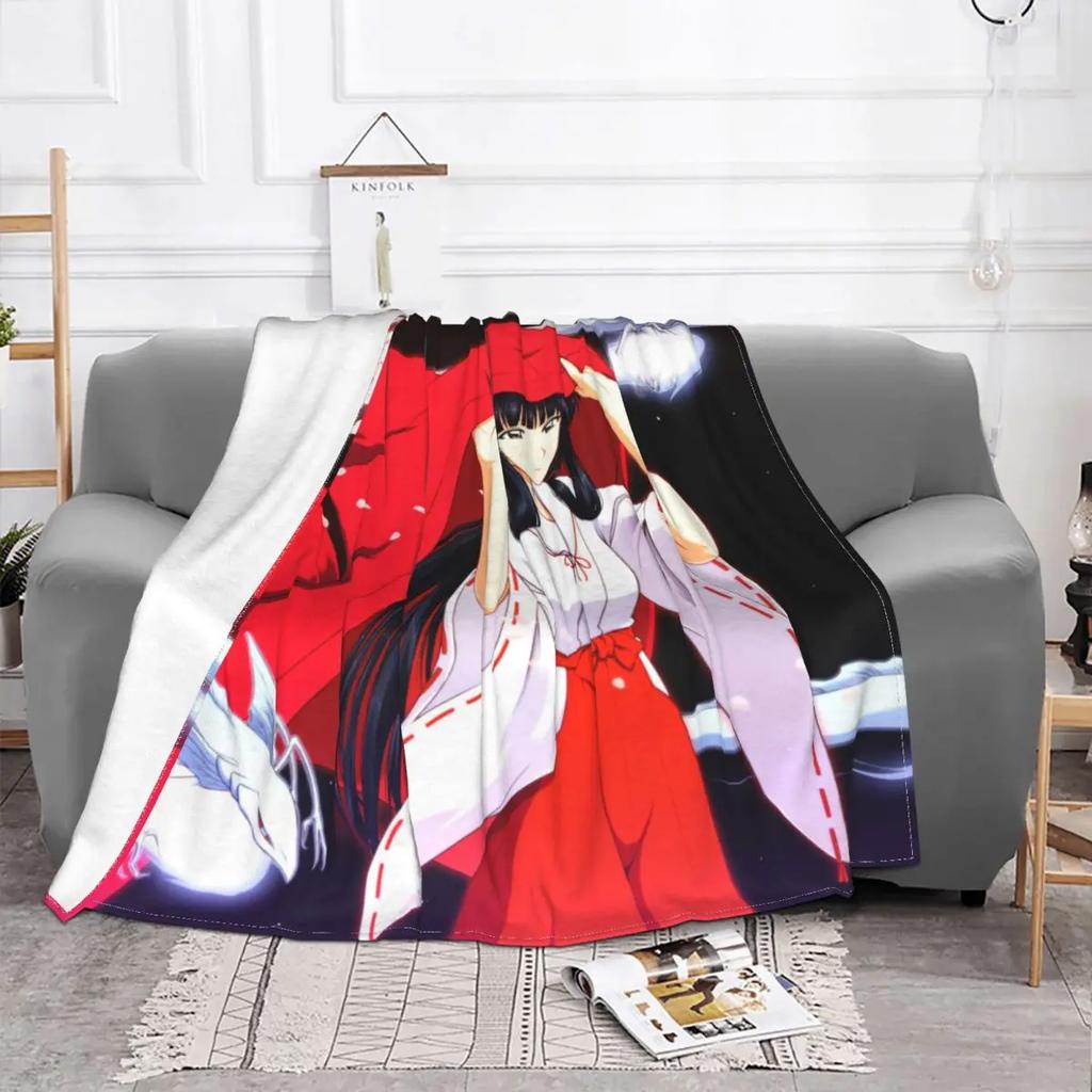 Kikyou Coral Fleece Plush Throw Blankets Japanese Anime Inuyasha Blankets for Bedding Office Super Warm Bedding Throws