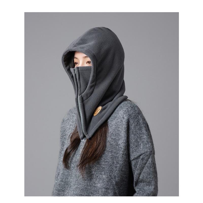 Women S Winter Warm Scarf Hat Integrated Cap For Outdoor Cycling Windproof Solid Color
