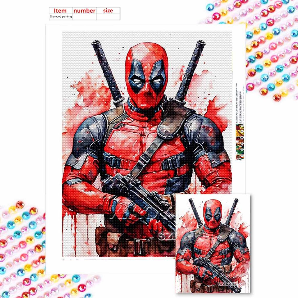5D DIY Diamond Art Painting Kits for Adults, Deadpool Full Round Crystal Diamond Kits for Beginner for Home Wall Decorate