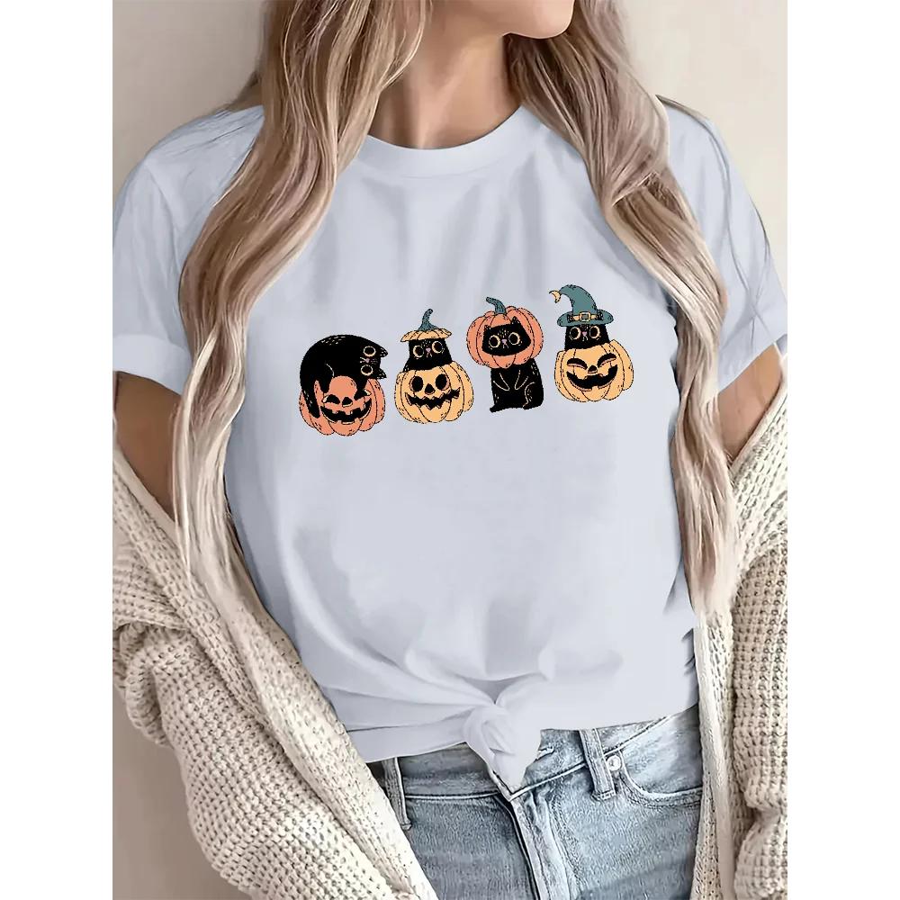 Retro Halloween Cat Comfort Colors TShirt Vintage Graphic Tees Summer Breathable Soft ONeck Short Sleeve Tops