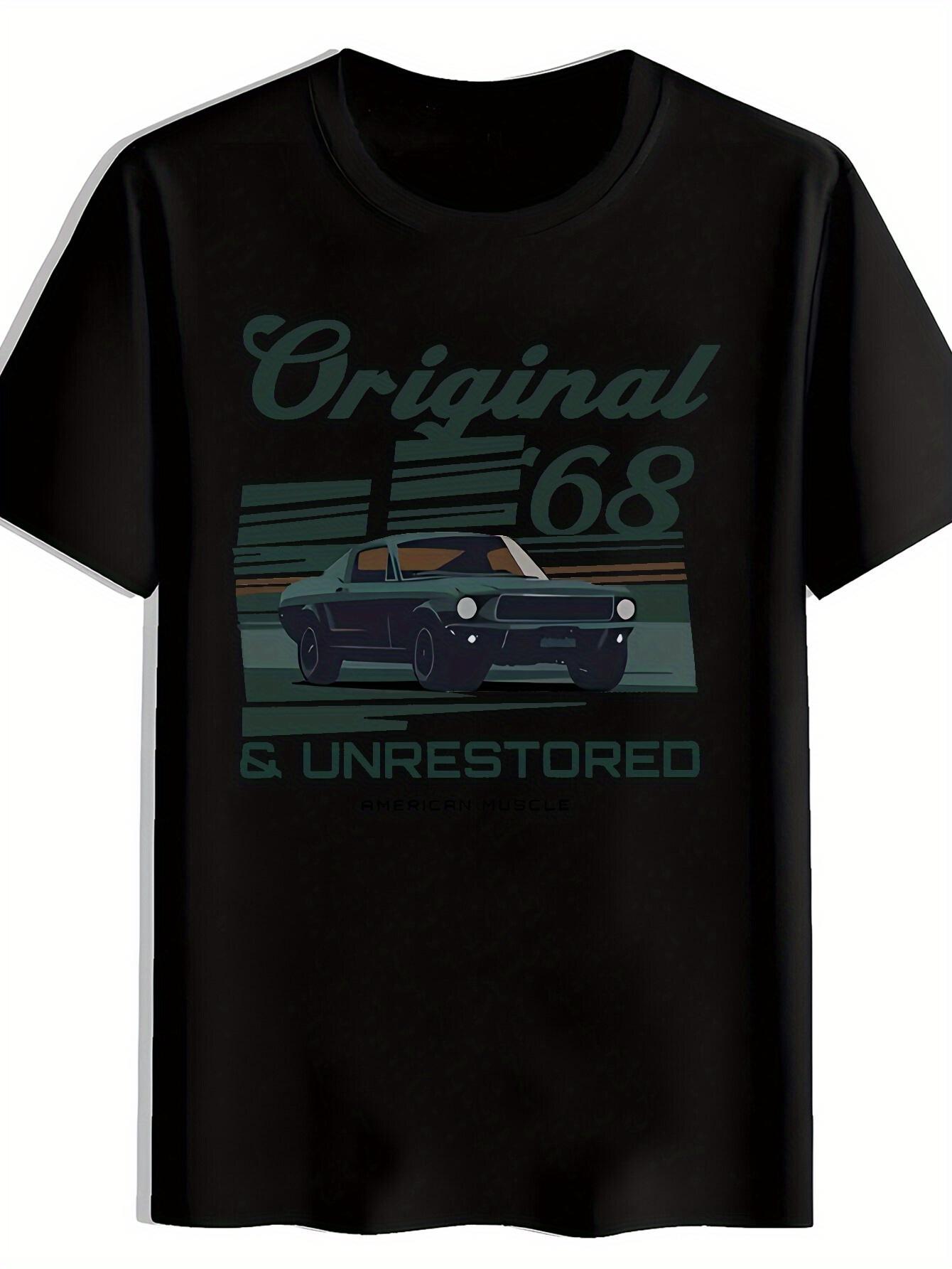 T-shirt Vintage Classic Muscle Car - Dark Green with Green Muscle Car Print XXL