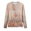 Women's Fashion Casual LongSleeve Print Round Neck Pullover Top Blouse