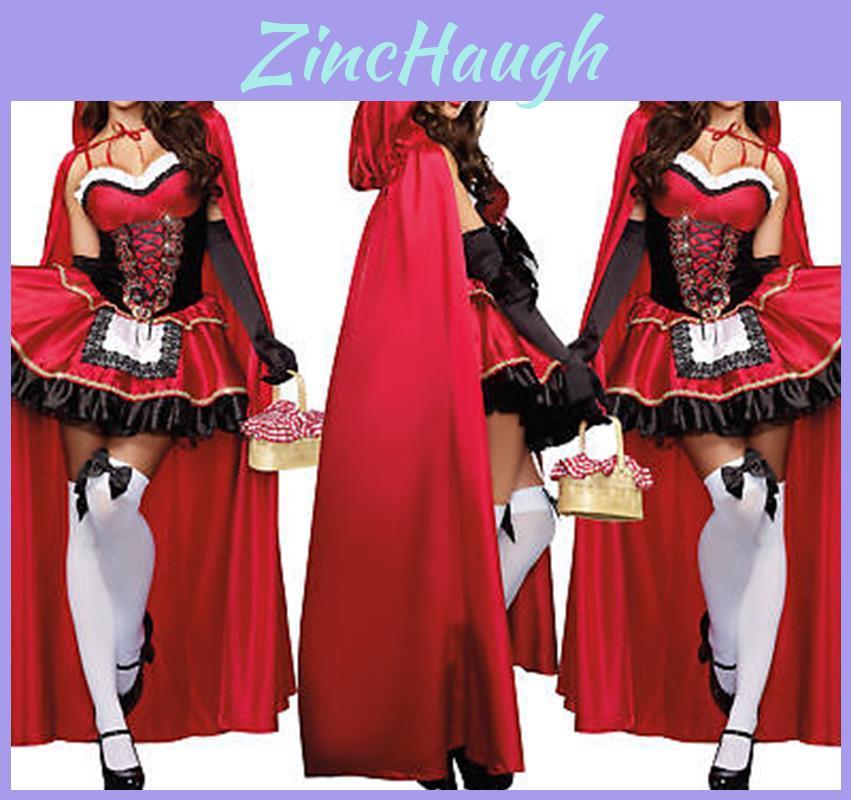 Riding Red Little Hood Costume Cosplay Adult Halloween Party Fancy Costume Dress