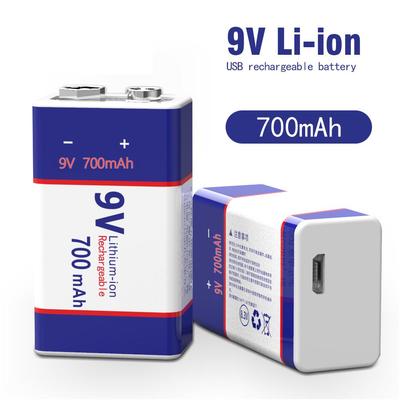 Batería recargable de iones de litio de 9 voltios con carga USB 6F22 Batería de litio de iones de litio de 9 V para modelo de helicóptero RC Micrófono de juguete Batería para detector de metales
