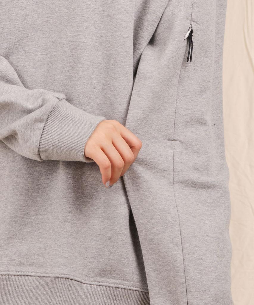 Ellamo Terry Basic Plain Plain Sleeve Point Zipper Oversized Sweatshirt [Gray]