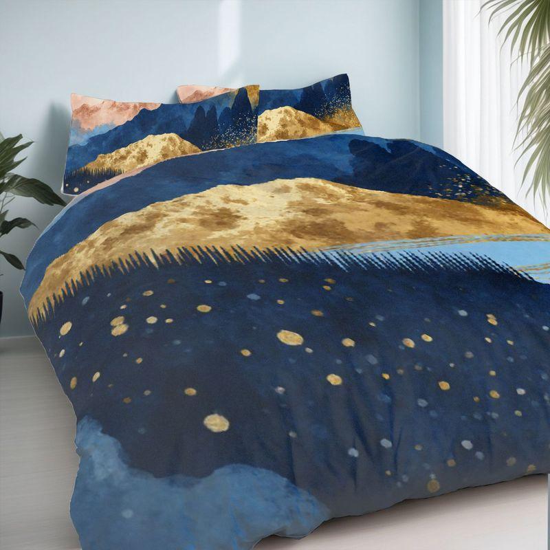 3-Piece Bedding Pillowcase Quilt Cover Set Golden Mountains 2D Digital Printing Suitable For Bedroom Dormitory Decoration
