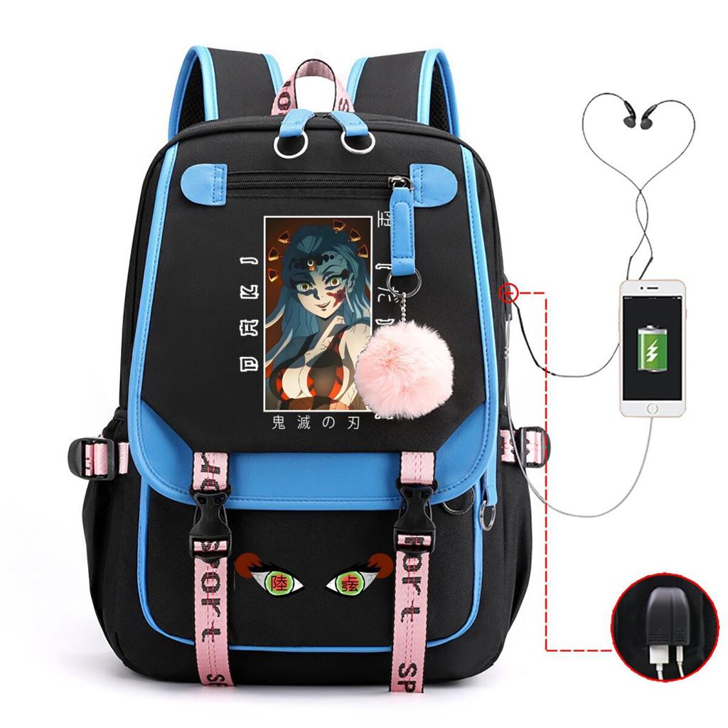New Ghost Destroyer Peripheral Animation Korean Edition Student Leisure School Bag Large Capacity Multifunctional Backpack with USB
