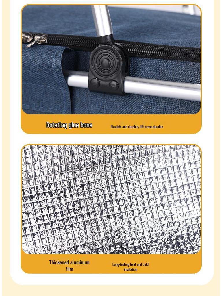 Katlanabilir Dış Mekan Yalıtımlı Piknik Sepeti - Tazeliği Koruyan Alüminyum Saplı Su Geçirmez Oxford Kumaş