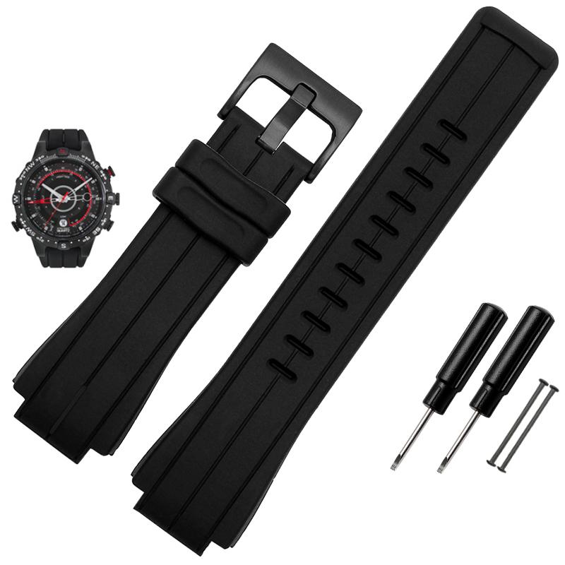 

High Quality Rubber watchband for TIMEX watch T2N720 TW2T76300 T2N721 Series Men Waterproof Silicone Sports Strap 24*16mm 24.16mm