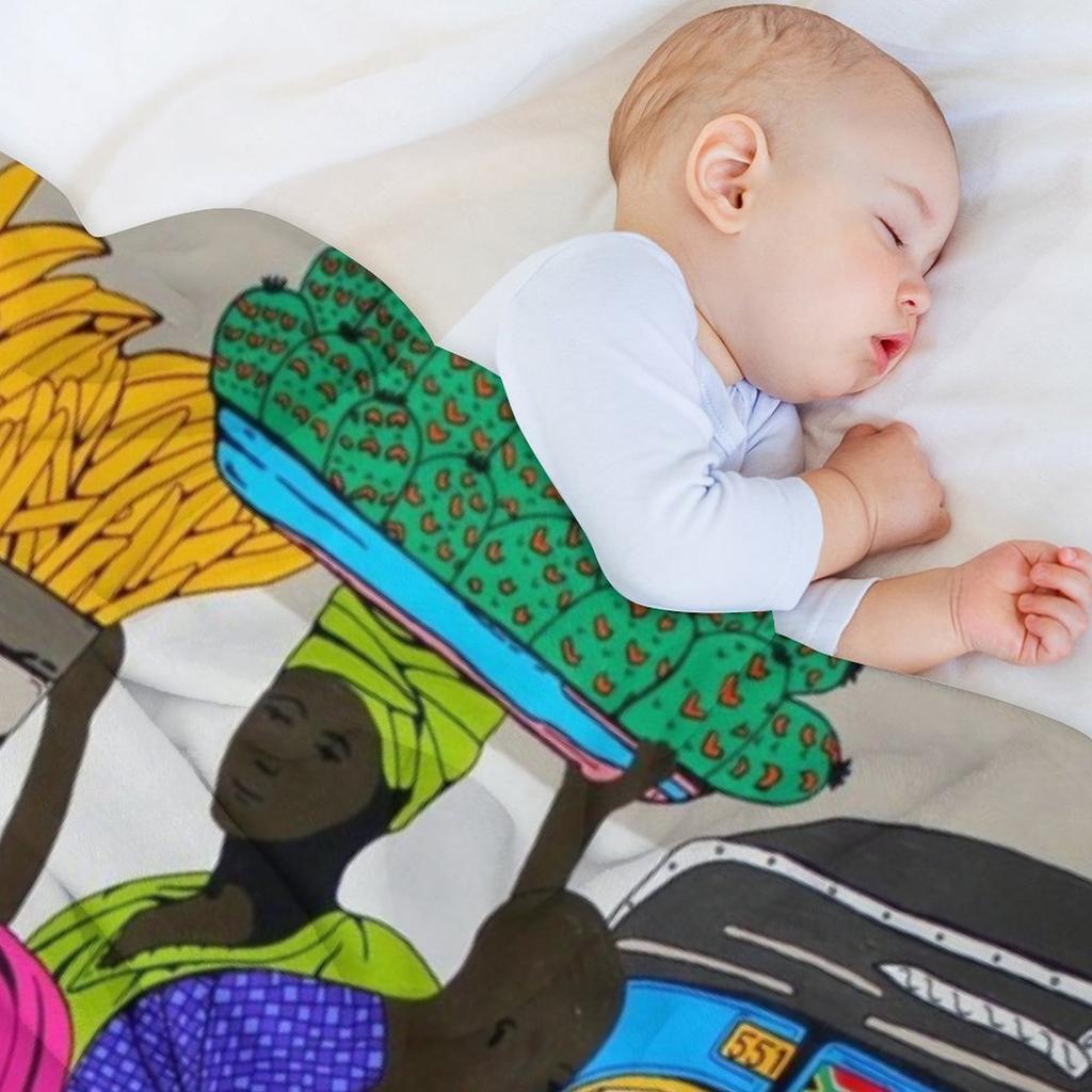 African Marketplace 2 Throw Blanket Luxury Nap Plush Large Blankets