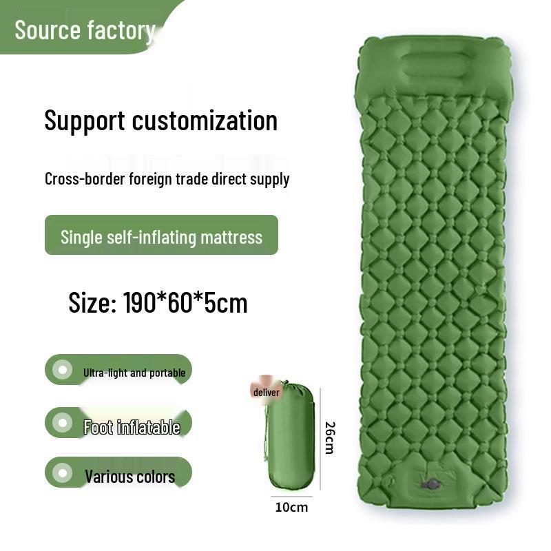 Inflatable Lightweight Camping Mat - Single Person, Moisture-Proof, Portable & Thickened for Outdoor Use