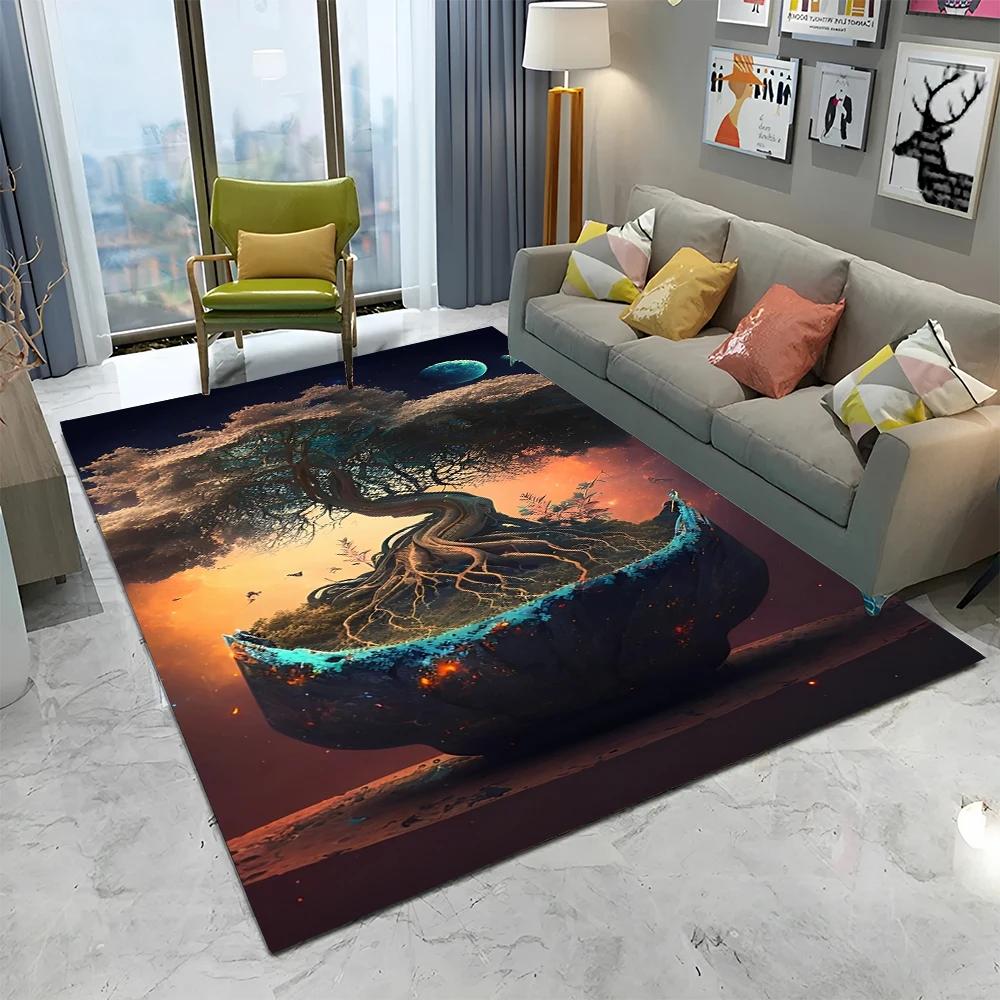 Viking Noorse Yggdrasil Levensboom Tapijt Vloerkleed voor Huis Woonkamer Slaapkamer Bank Deurmat Decoratie, Kinderkamer Vloerkleed Antislip Vloermat