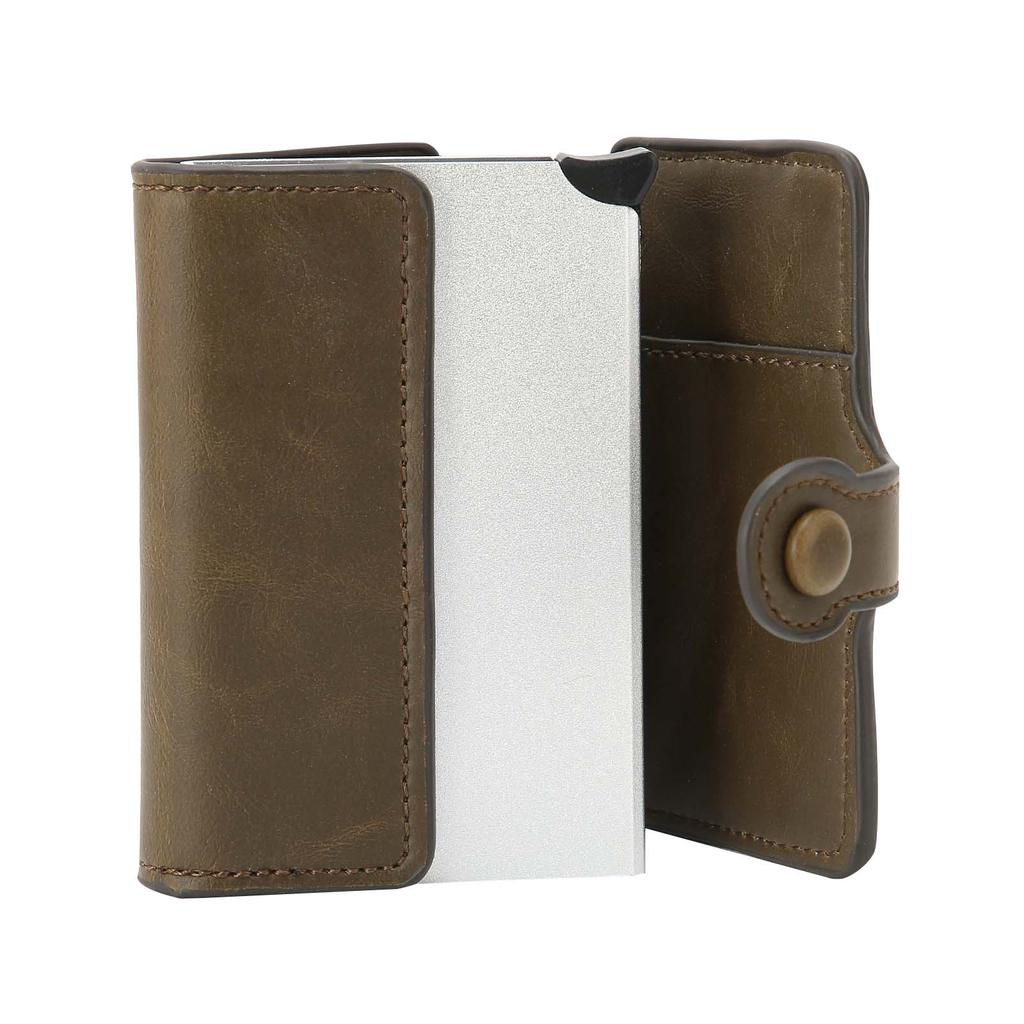 Automatic Popping Business Card Holder AntiDegaussing Credit Card Case Bag Gift(Coffee x 59#)