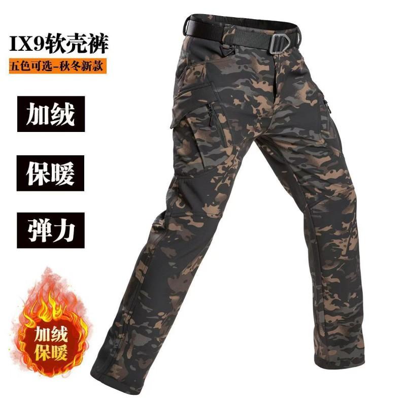 Mens Winter Tactical Softshell Pants With Fleece Lining Windproof Waterproof Outdoor Hiking Climbing Skiing
