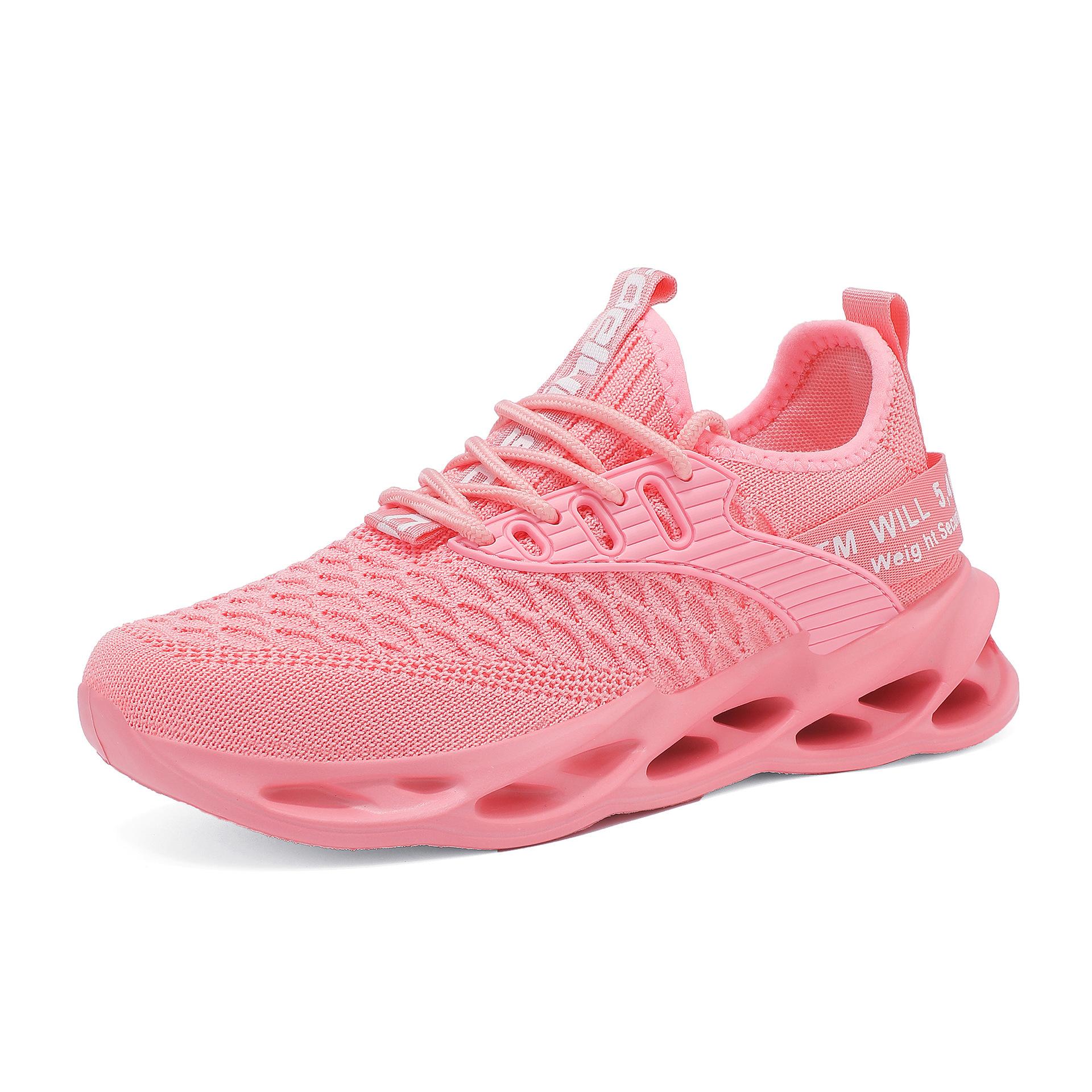 

Breathable Flying Weaving Casual Couple Shoes Trend Blade Fish Scales Sports Leisure 44 розовый