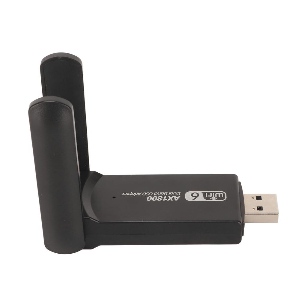 1800Mbps Dual Band WiFi Adapter with Dual 3dbi Antennas 2.4G 5G USB3.0 Plug and Play USB WiFi 6 Adapter for Laptops