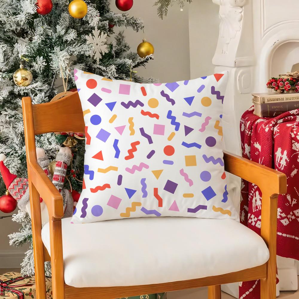 Memphis Seamless Patterns Pillow Case Silky Short Plush With Invisible Zipper Dustproof Sofa Cushion Cover For Home Decor
