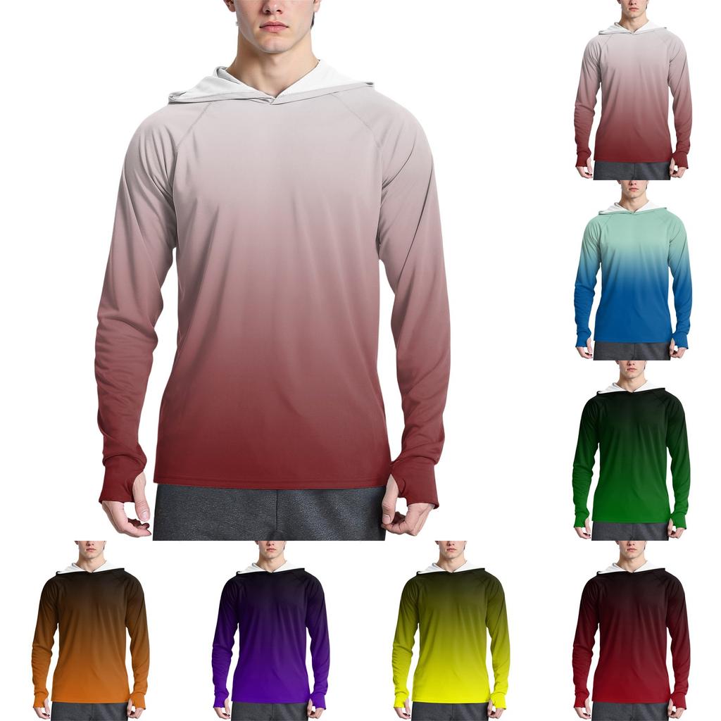 Menns Mote Trykket Langermet Skjorte SPF/UV Hettegenser