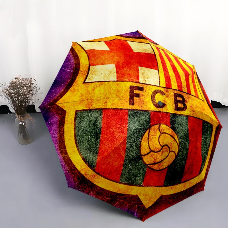 FC Barcelona  Pattern, Automatic Folding Umbrella, Portable and Foldable Design, 8 Ribs, a Christmas or Birthday Gift.