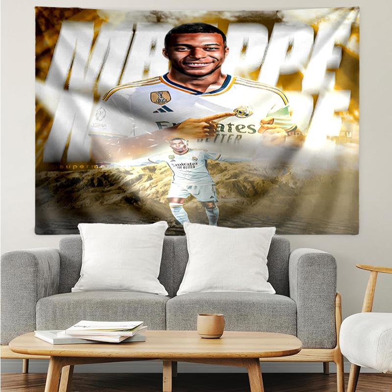 Kylian Mbappé Tapestry for Bedroom Aesthetic Classroom Tapestries Wall Hanging for Living Room Dorm Office,Ideal Creative Gift