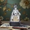 Gothic Desk Accessory Halloween Skull Ornament, Resin Skeleton Shape 3D Printed Office Ornament Figure, Portable Desktop Figurine Tabletop