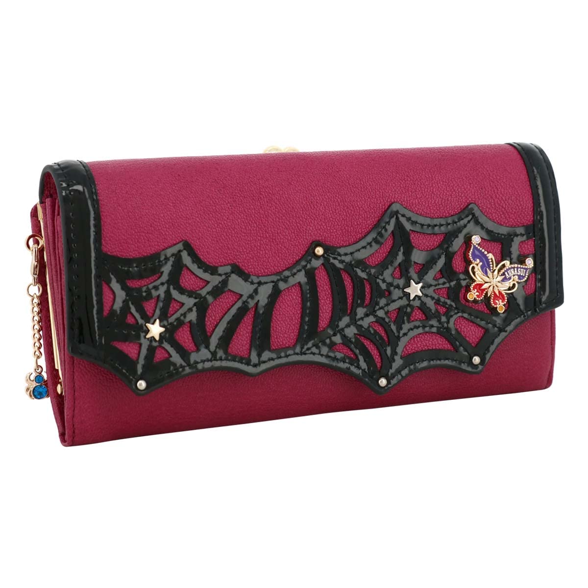 

Long Wallet Cover Opening Genuine Leather Poison 316550 Gothic Goth Halloween Spider Web Goat Leather Cowhide Leather Bordeaux [ANNA SUI] Women s [96]