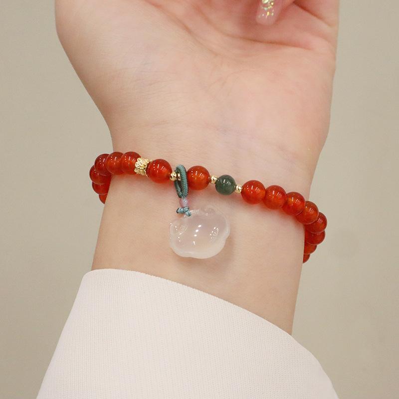 Natural 6mm Agate Bracelet Fashion Women Daily Jewelry Lucky Gift