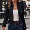 BITCED Women's Solid Color Double-Breasted Decorative Jacket In Deer Velvet Retro Long-Sleeve Coat