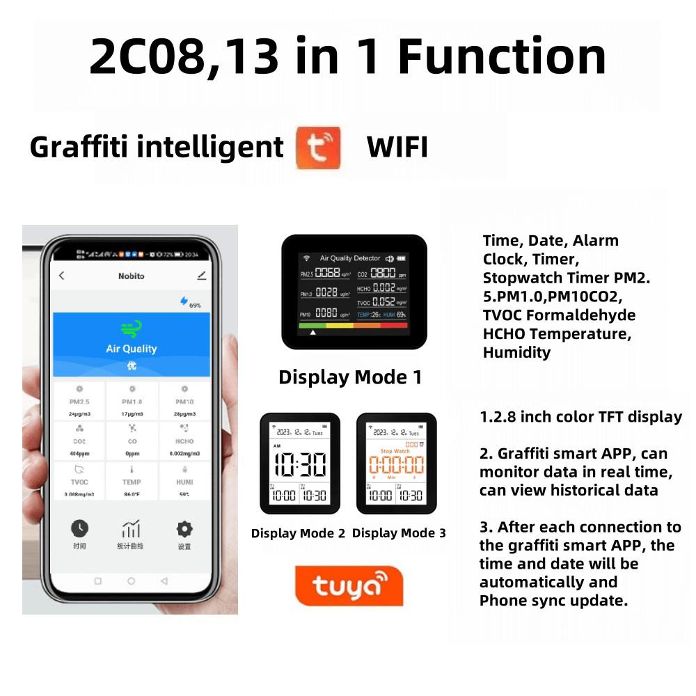 15 In 1 Professional Air Quality Monitor Portable Carbon Dioxide Detector Multifunctional Air Quality Detection Tool