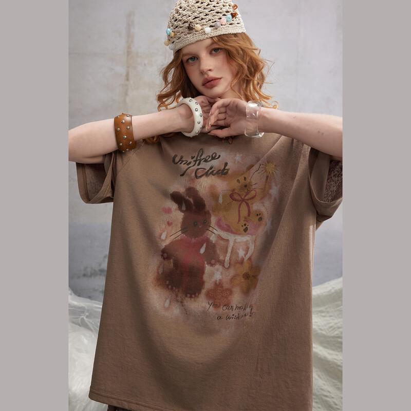 UNIFREE 2026 Spring American Street Style Graphic T-Shirt