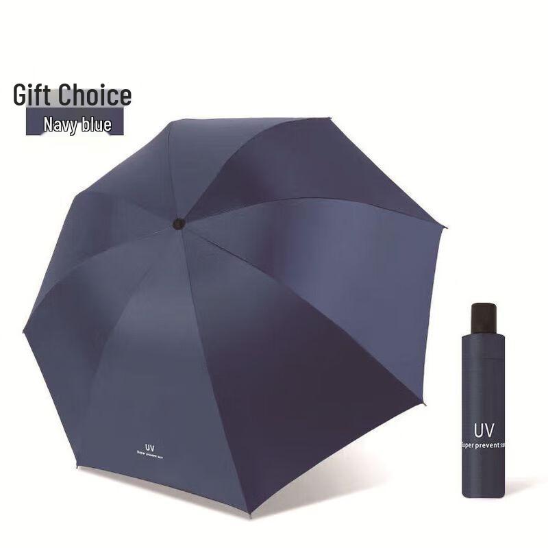 Fully Automatic UV Protection 3-Fold Business Umbrella Navy Blue