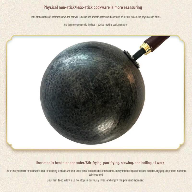 ZISIZ 20cm Hot-Forged Non-Stick Wrought Iron Milk Pot