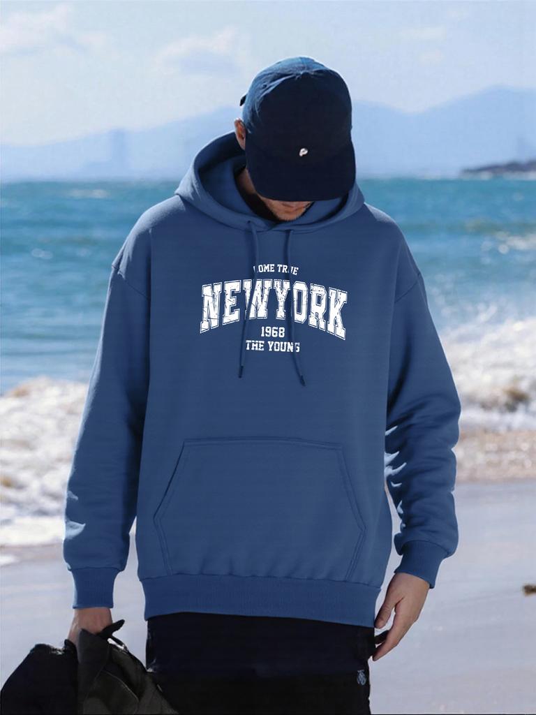 Come Ture New York City Letter Printing Men Hoodies Pocket Fleece Sportswear Loose Hip Hop Hoodie Autumn Comfortable Pullovers