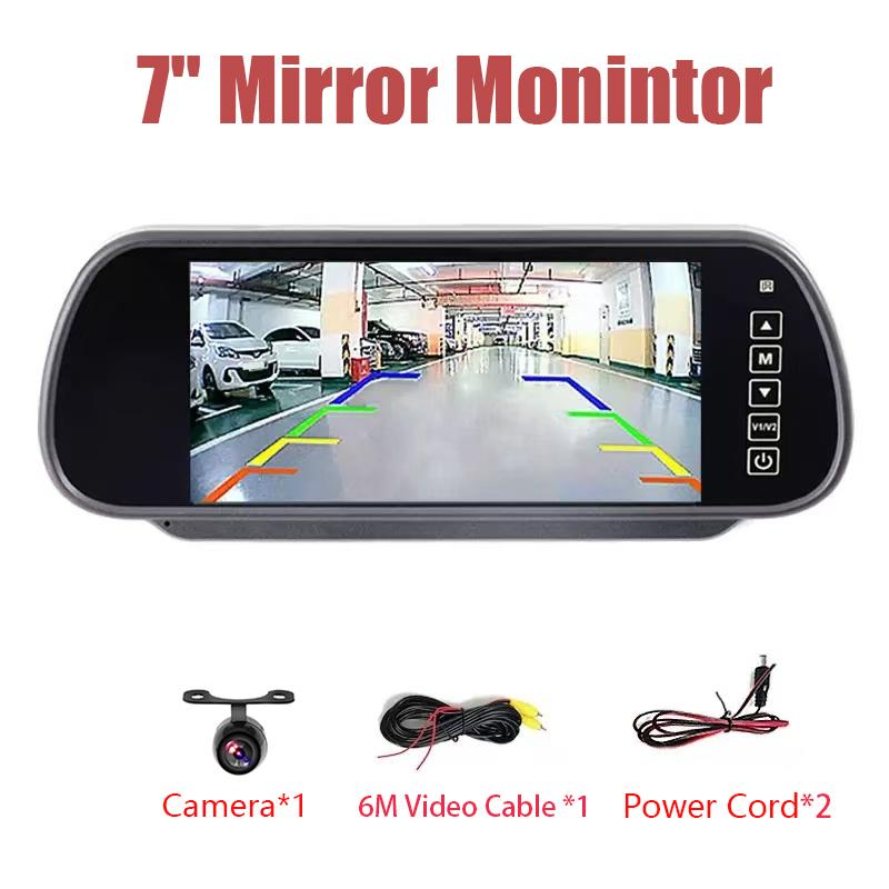 7inch Mirror Monitor+Backup Camera Set Parking Assistant Vehicle Night Vision with 6m Video Cable - Universal Fit for Truck