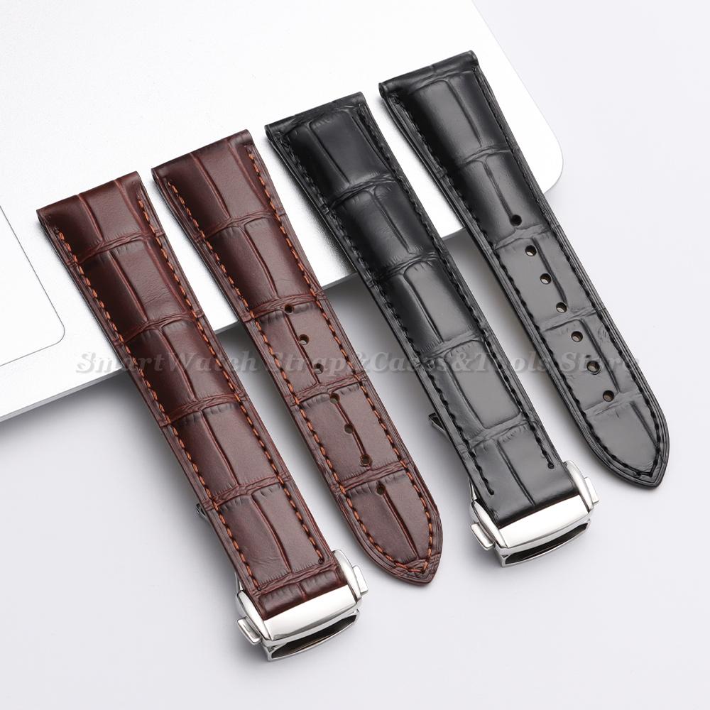 19mm 20mm 21mm 22mm for Omega Seamster Watch Original Leather Watch Strap Solid Steel Deployant Clasp Bamboo Leather Watch Bands