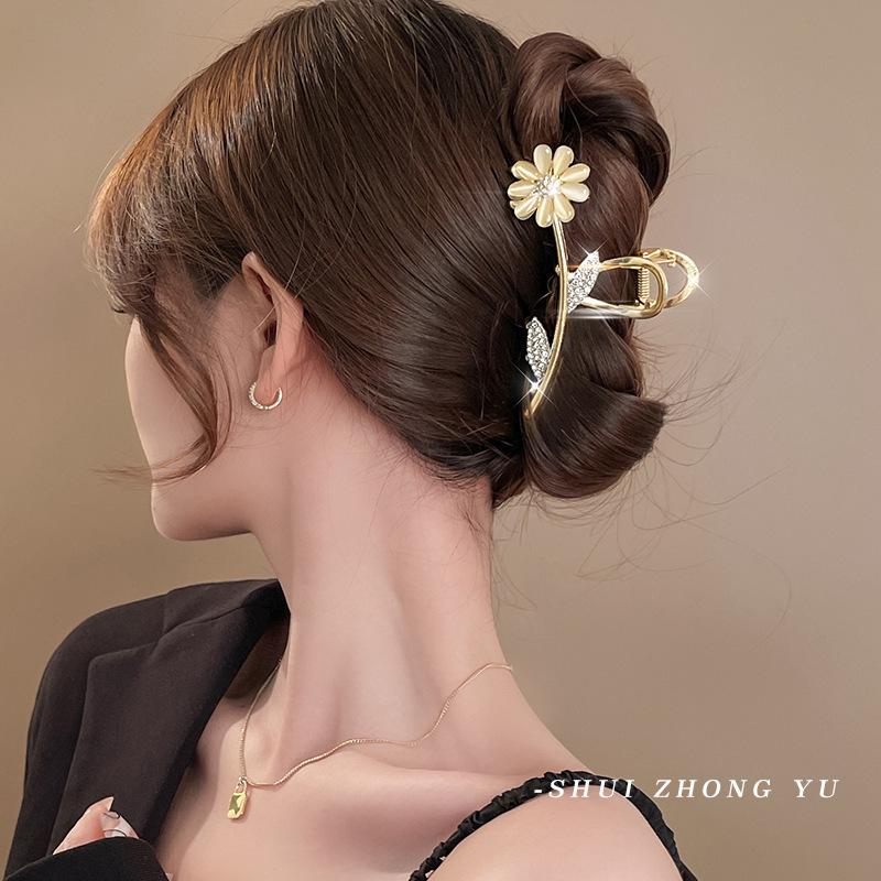 Luksusowy Metalowy Klips do Włosów dla Kobiet - Bardzo Duży Klips Rekinowy do Eleganckich Upięć