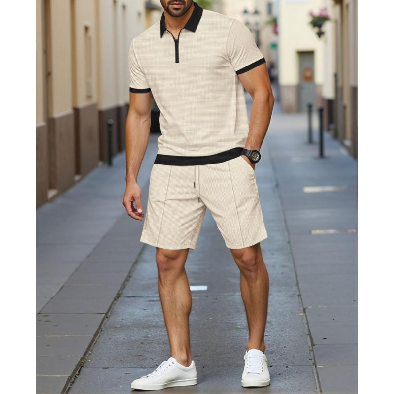 Summer Polo-neck Casual Fashion Patchwork Tee Male Short Sleeve Top Men Pullover T-shirt Men's Clothing