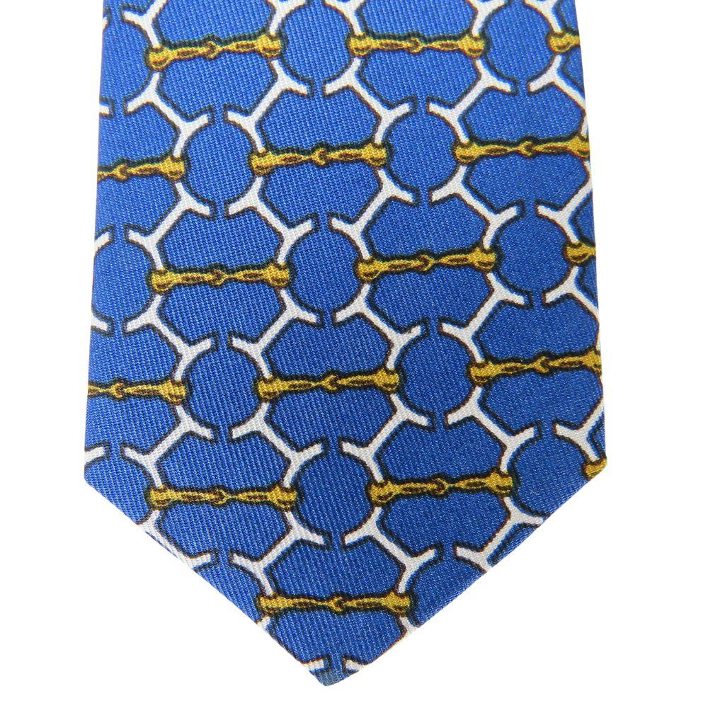 Used HERMES Tie Toyota Limited Edition Silk Blue Gold Business