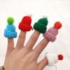 DIY Accessory Mini Christmas Hat DIY Knitted Finger Hat Decorative Wool Hat Gift Wine Bottle Hat Cap10/20/40Packs