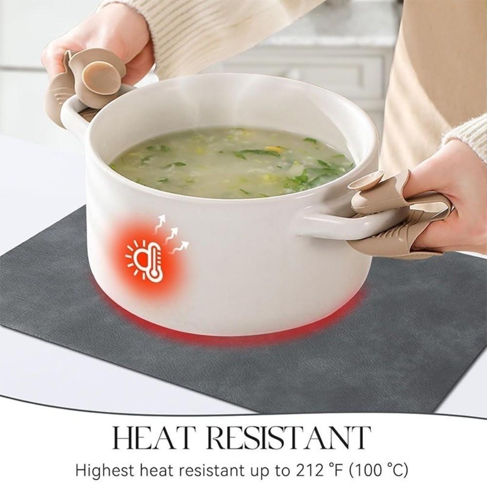 New Washed Square Placemat Heat Resistant Double-Sided PU Leather Placemats Wipeable Kitchen Table Mat Cowhide Pattern Placemat