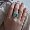 Europäischer & Amerikanischer S925 Sterling Silber Ring mit 10*12 Smaragd-Schliff Paraiba Blauer Stein für Damen